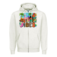 Oatmeal Heather summer vibes camp Zipper Hoodie - Zillion Design Studio