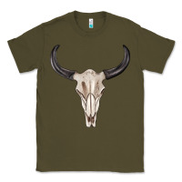 Army Green western bull skull tbw Classic Tee - texasbilliewilder