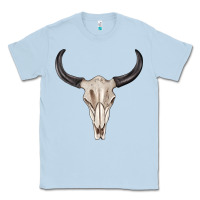 Dusty Blue western bull skull tbw Classic Tee - texasbilliewilder