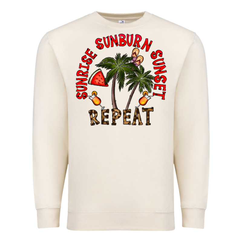 Sunrise Sunburn Sunnset Repeat Premium Sweatshirt by CowhideDigitalArt | Teevron
