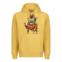 Antique Gold farm animals stack Premium Hoodie - LillyAllenDesigns