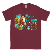 Burgundy western just a girl who loves horses Classic Tee - texasbilliewilder