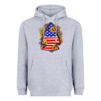 Heather Grey American flag arrowhead Heavyweight Hoodie - Neo Western