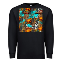 Black western sunset bison and sunflowers seamless pattern Premium Sweatshirt - HRA Design Shop