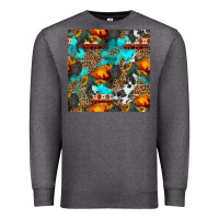 Charcoal Heather western sunset bison and sunflowers seamless pattern Premium Sweatshirt - HRA Design Shop
