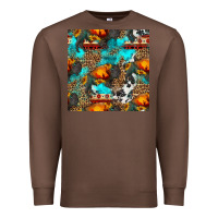 Chestnut western sunset bison and sunflowers seamless pattern Premium Sweatshirt - HRA Design Shop