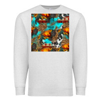 Oatmeal Heather western sunset bison and sunflowers seamless pattern Premium Sweatshirt - HRA Design Shop