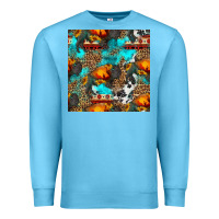 Ocean Blue western sunset bison and sunflowers seamless pattern Premium Sweatshirt - HRA Design Shop