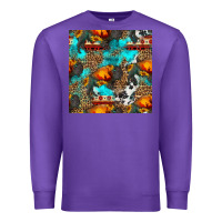 Purple western sunset bison and sunflowers seamless pattern Premium Sweatshirt - HRA Design Shop
