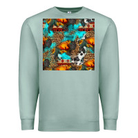 Seafoam western sunset bison and sunflowers seamless pattern Premium Sweatshirt - HRA Design Shop