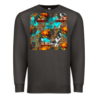 Smoke western sunset bison and sunflowers seamless pattern Premium Sweatshirt - HRA Design Shop