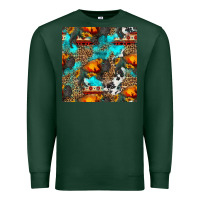 Sports Green western sunset bison and sunflowers seamless pattern Premium Sweatshirt - HRA Design Shop