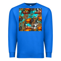 True Royal western sunset bison and sunflowers seamless pattern Premium Sweatshirt - HRA Design Shop