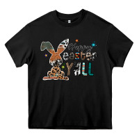 Black Happy Easter Y'all Heavy Core Tee - CowhideDigitalArt