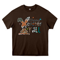 Chocolate Brown Happy Easter Y'all Heavy Core Tee - CowhideDigitalArt