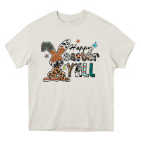 Cream Happy Easter Y'all Heavy Core Tee - CowhideDigitalArt