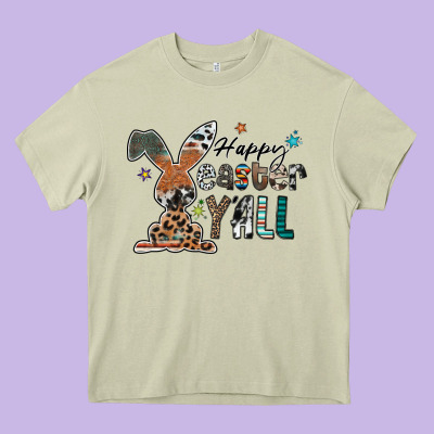 Happy Easter Y'all Heavy Core Tee Designed By Cowhidedigitalart
