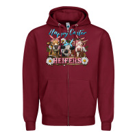 Burgundy Happy Easter Heifers Zipper Hoodie - RanaPortraitStore