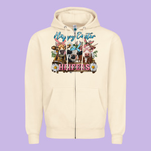 Happy Easter Heifers Zipper Hoodie Designed By Ranaportraitstore