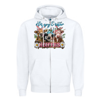 White Happy Easter Heifers Zipper Hoodie - RanaPortraitStore