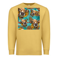Antique Gold western sunflowers cow seamless pattern Premium Sweatshirt - HRA Design Shop