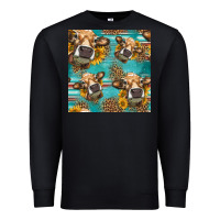 Western Sunflowers Cow Seamless Pattern Premium Sweatshirt | Teevron