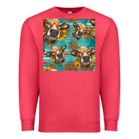 Cardinal western sunflowers cow seamless pattern Premium Sweatshirt - HRA Design Shop