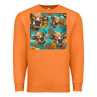 Carrot western sunflowers cow seamless pattern Premium Sweatshirt - HRA Design Shop