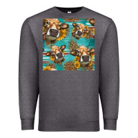 Charcoal Heather western sunflowers cow seamless pattern Premium Sweatshirt - HRA Design Shop