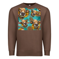 Chestnut western sunflowers cow seamless pattern Premium Sweatshirt - HRA Design Shop