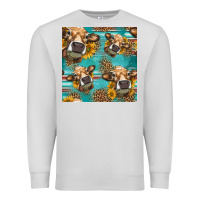 Dove Grey western sunflowers cow seamless pattern Premium Sweatshirt - HRA Design Shop