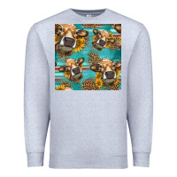 Heather Grey western sunflowers cow seamless pattern Premium Sweatshirt - HRA Design Shop