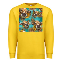 Lemon western sunflowers cow seamless pattern Premium Sweatshirt - HRA Design Shop