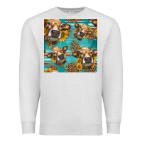 Oatmeal Heather western sunflowers cow seamless pattern Premium Sweatshirt - HRA Design Shop