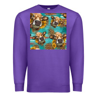 Purple western sunflowers cow seamless pattern Premium Sweatshirt - HRA Design Shop