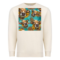 Sandshell western sunflowers cow seamless pattern Premium Sweatshirt - HRA Design Shop