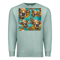 Seafoam western sunflowers cow seamless pattern Premium Sweatshirt - HRA Design Shop