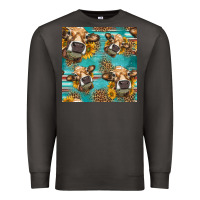 Smoke western sunflowers cow seamless pattern Premium Sweatshirt - HRA Design Shop