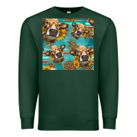 Sports Green western sunflowers cow seamless pattern Premium Sweatshirt - HRA Design Shop