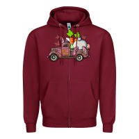 Burgundy happy easter pink truck with bunny Zipper Hoodie - RanaPortraitStore