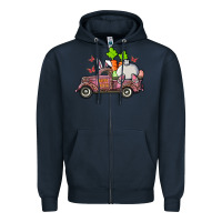 Happy Easter Pink Truck With Bunny Zipper Hoodie | Teevron