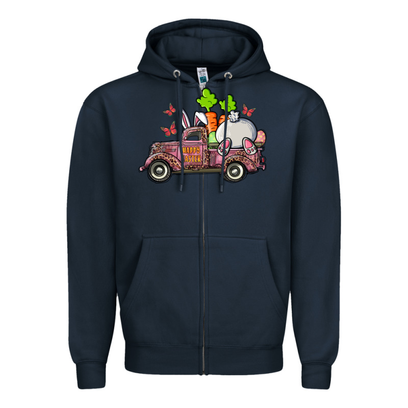 Happy Easter Pink Truck With Bunny Zipper Hoodie by RanaPortraitStore | Teevron