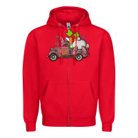 Red happy easter pink truck with bunny Zipper Hoodie - RanaPortraitStore
