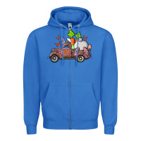 True Royal happy easter pink truck with bunny Zipper Hoodie - RanaPortraitStore