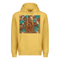 Antique Gold highland cow turquoise gemstones western patterns Premium Hoodie - BarkalooDesign
