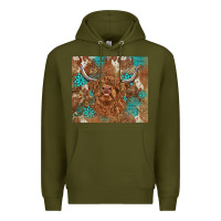 Army Green highland cow turquoise gemstones western patterns Premium Hoodie - BarkalooDesign