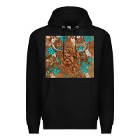 Black highland cow turquoise gemstones western patterns Premium Hoodie - BarkalooDesign