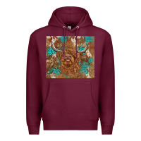 Burgundy highland cow turquoise gemstones western patterns Premium Hoodie - BarkalooDesign