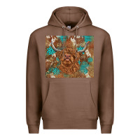 Chestnut highland cow turquoise gemstones western patterns Premium Hoodie - BarkalooDesign
