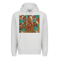 Dove Grey highland cow turquoise gemstones western patterns Premium Hoodie - BarkalooDesign